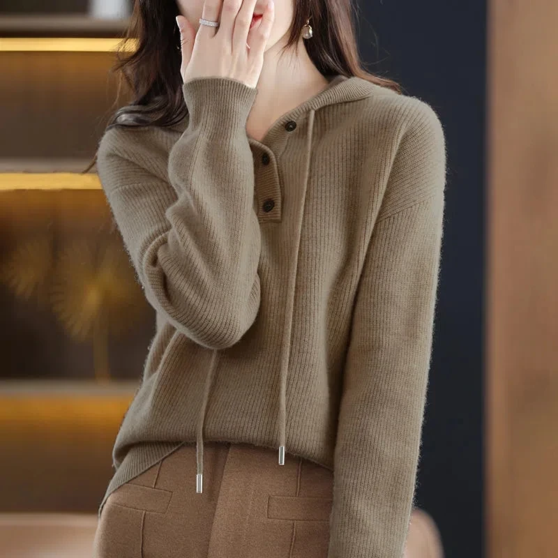 Effen kleur kasjmier trui met capuchon dames hoodie luie wind herfst winter plus size vet MM trui dieptepunt shirt wit