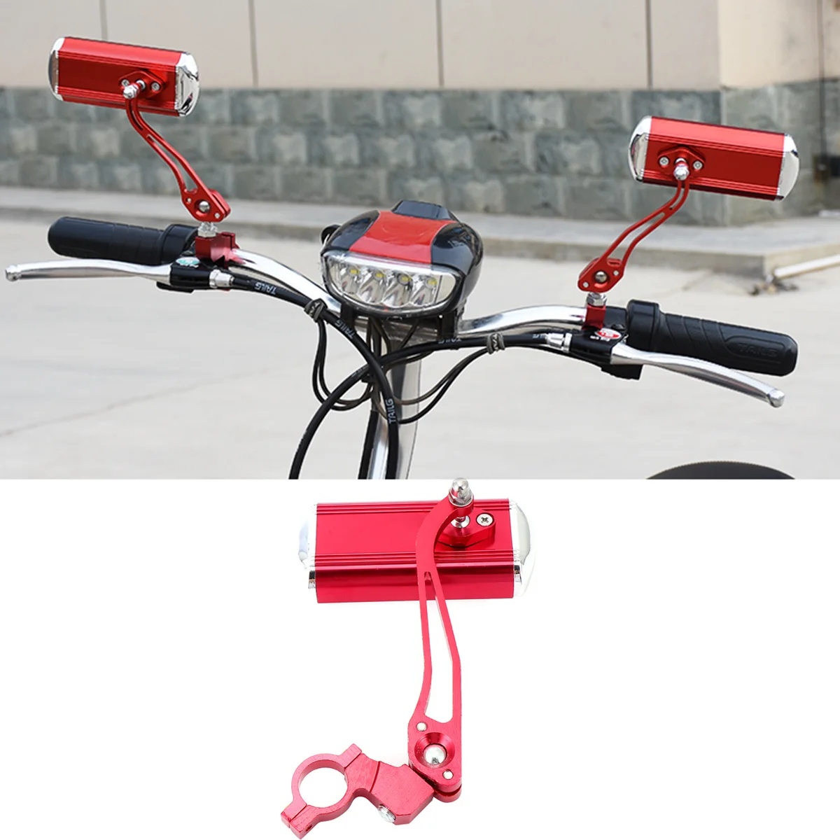 

1Pcs Bicycle Rearview Mirror Rotatable Aluminum Alloy Glass Mirror for 222Mm Handlebar Stylish Design Rear Viewing Accessory Red