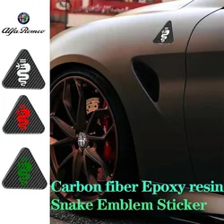 2Pcs Fender Decoration Stickers Carbon Fibre Style Epoxy Car Stickers For Alfa Romoe 159 147 Giulia Stelvio Exterior Accessories