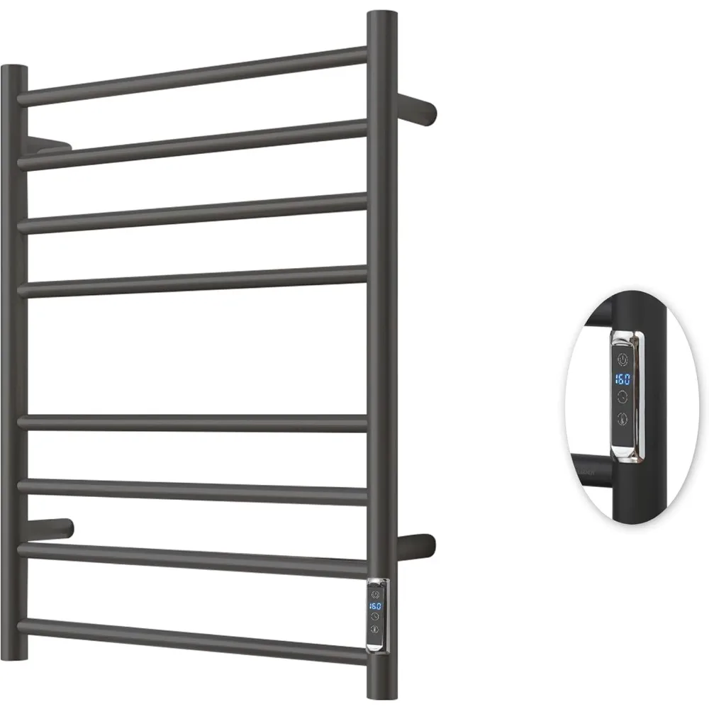 Heated Towel Racks for Bathroom, Wall Mounted Electric Towel Warmer Racks with Timer & Temperature Control, 8 Bar Stainless Stee