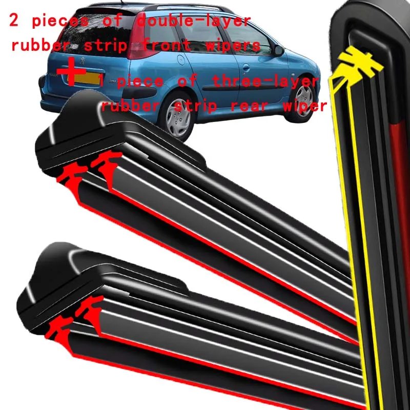 

For Peugeot 206 SW / Estate 2000-2007 2001 2002 Wiper Front & Rear Wiper Blades Windshield Windscreen Window Brushes 26"+16"+14"