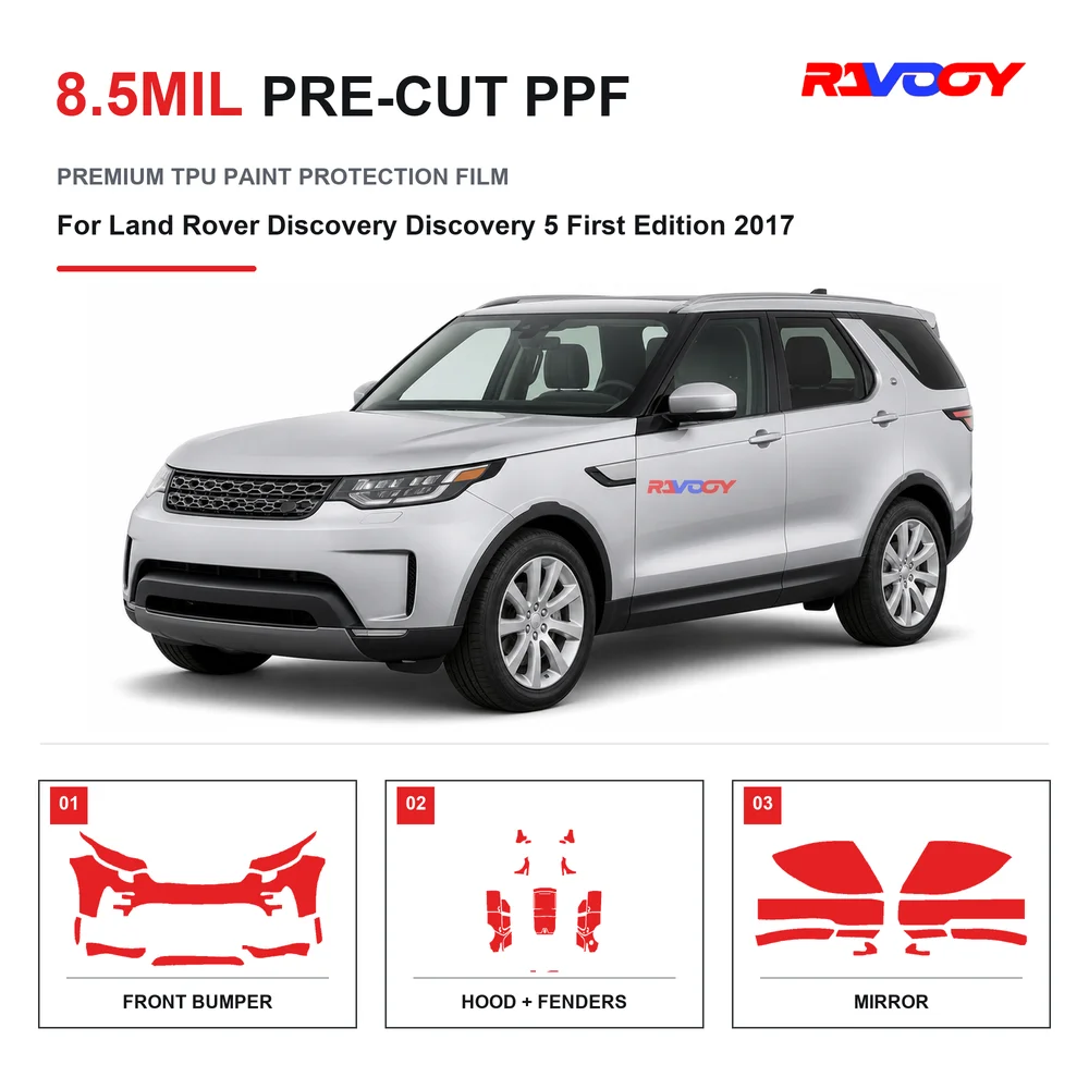 Film de protection de peinture transparent en TPU pré-découpé pour Land Rover Discovery 5 First Edition 2017, 8,5 mil, auto-réparant, hydrophobe, anti-UV
