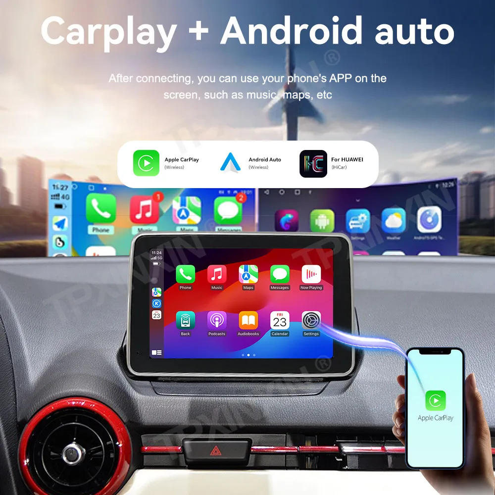 7.0 بوصة لمازدا 2 CX-3 2015 إلى 2018 سيارة أندرويد 14.0 السيارات Carplay نظام تحديد المواقع والملاحة شاشة تعمل باللمس مشغل وسائط متعددة رئيس وحدة #5