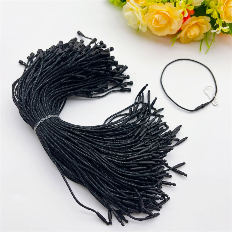 1000PC Tag Rope Pin String Snap Lock Pin Loop White Black Wax Cord Safety Latch Buckle DIY Clothing Package Label Rope Accessory