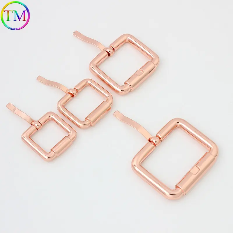 Hebillas de cinturón de Metal de oro rosa, hebilla de pasador de rodillo de correa deslizante ajustable, accesorios de cierre de bolsas Diy, 16mm, 20mm, 25mm, 32mm