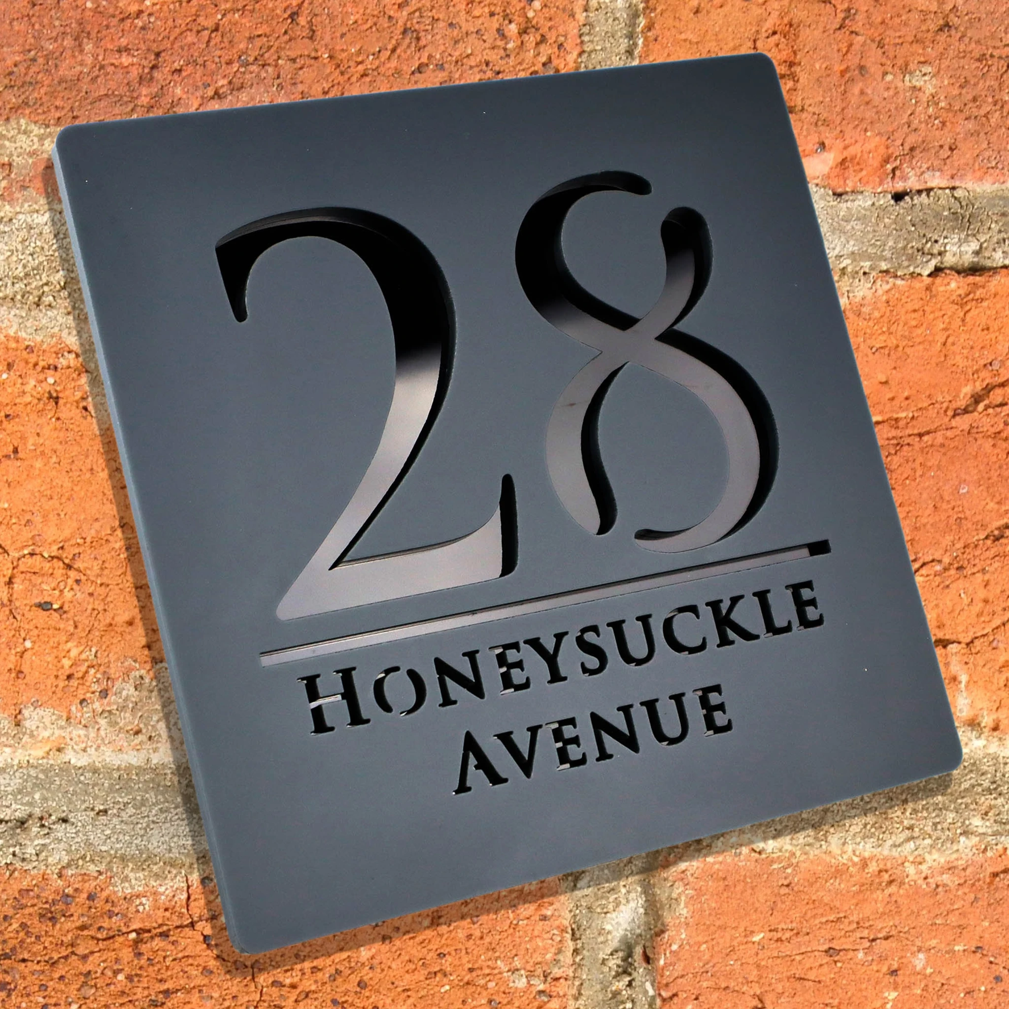 Outdoor residential number plate, address nameplate, matte acrylic & gold mirror combination modern art