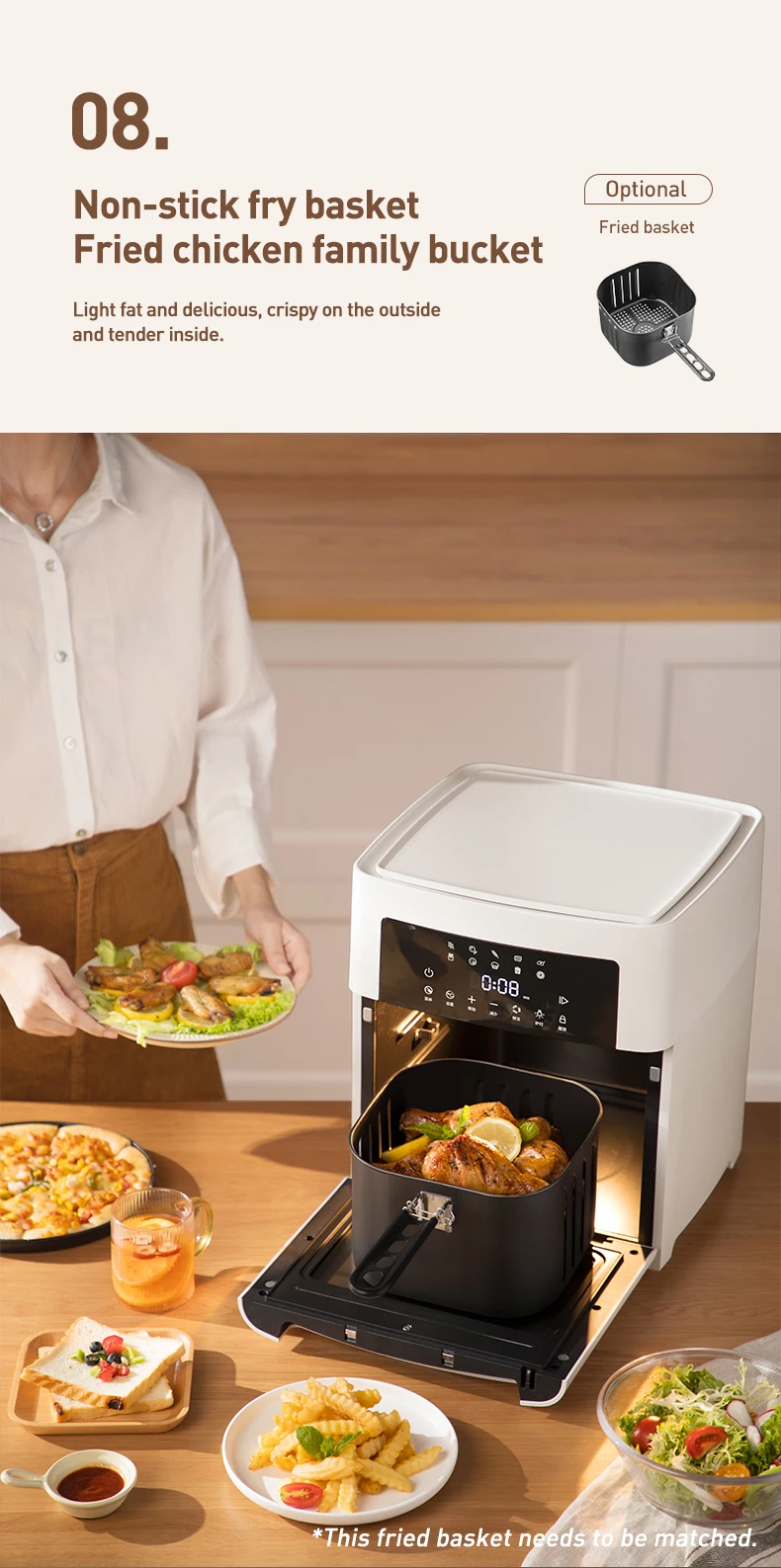 2024 NewTouch شاشة 15 لتر مقلاة هوائية خالية من الزيت فرن 10 في 1 مقلاة كهربائية عميقة آلة المطبخ للاستخدام المنزلي