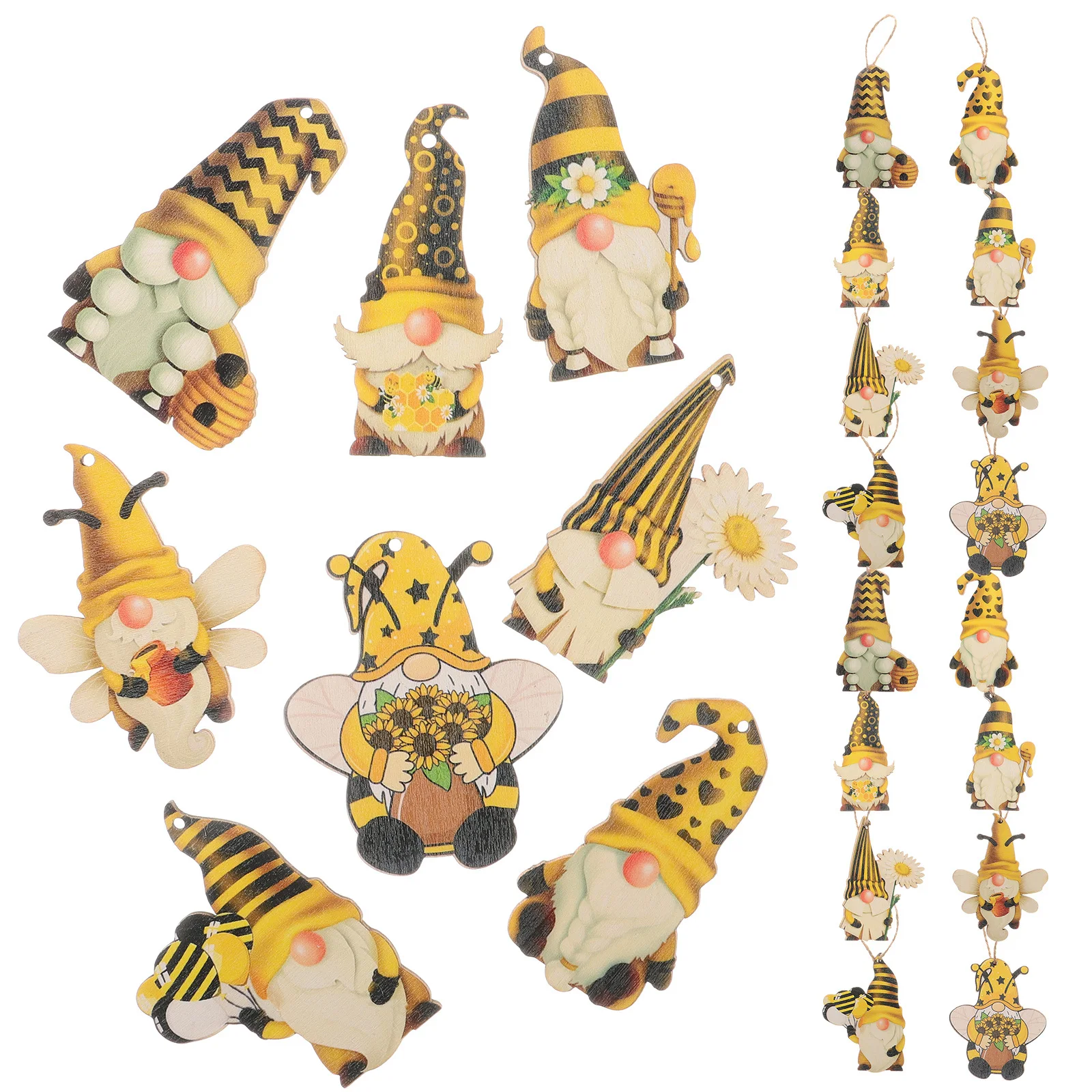 

40Pcs Gnome Hanging Ornaments Unique Stylish Car Interior Decor Easy Install Bee Gnome Design Wooden Long Lasting