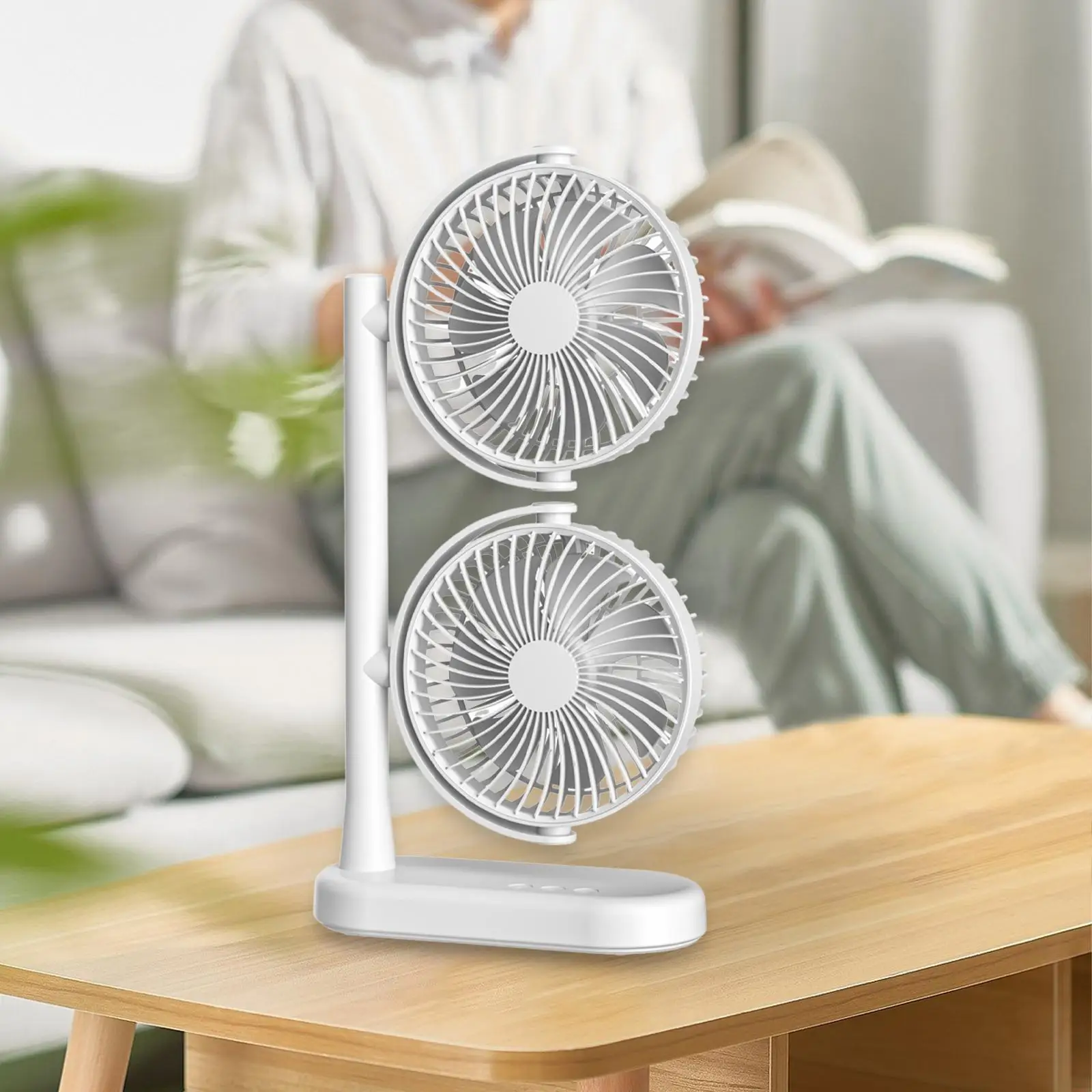 

Desk Fan Double Head Table Fan Lightweight 3 Speeds Settings Quiet Portable Fan for Travel Bedroom Dorm Kitchen Camping