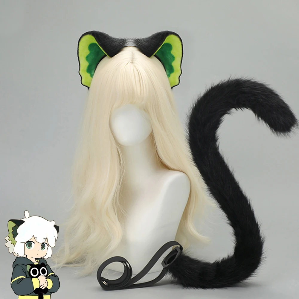 

Anime The Legend of Luo Xiaohei Arknights Cosplay Headwear Black Green Hairband Plush Beast Ears Tail Cat Ears Party Accessories