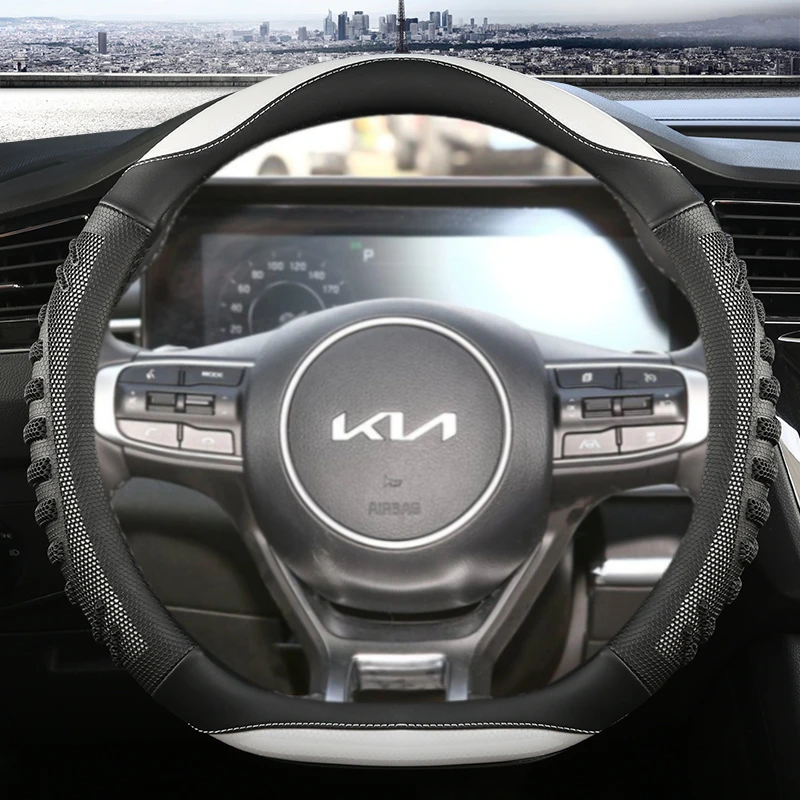 Carbon Fiber Leather D Shape Car Steering Wheel Cover For Kia Sportage 5 GT-Line 2021 2022 Sportage 2022 2023 Auto Accessories