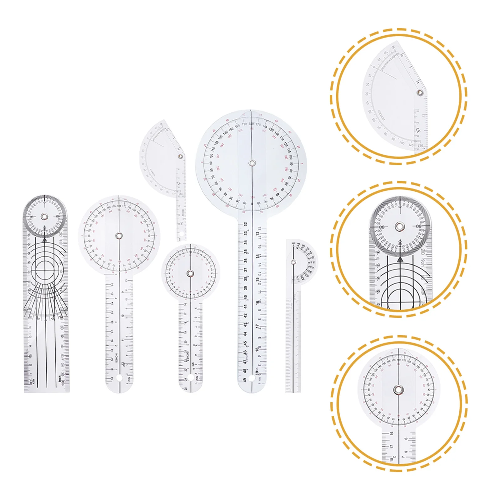 

6Pcs Plastic Goniometer 360 Degree Protractor for Physical Therapists Home Use Students Spinal Goniometer Medical Ruler