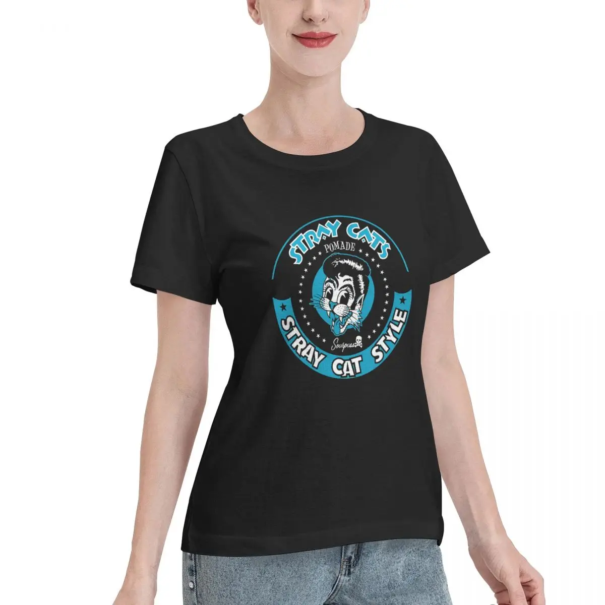 Best Seller Stray Cats, Brian Setzer Women's T-shirt Trendy Casual Crew Neck T-Shirt