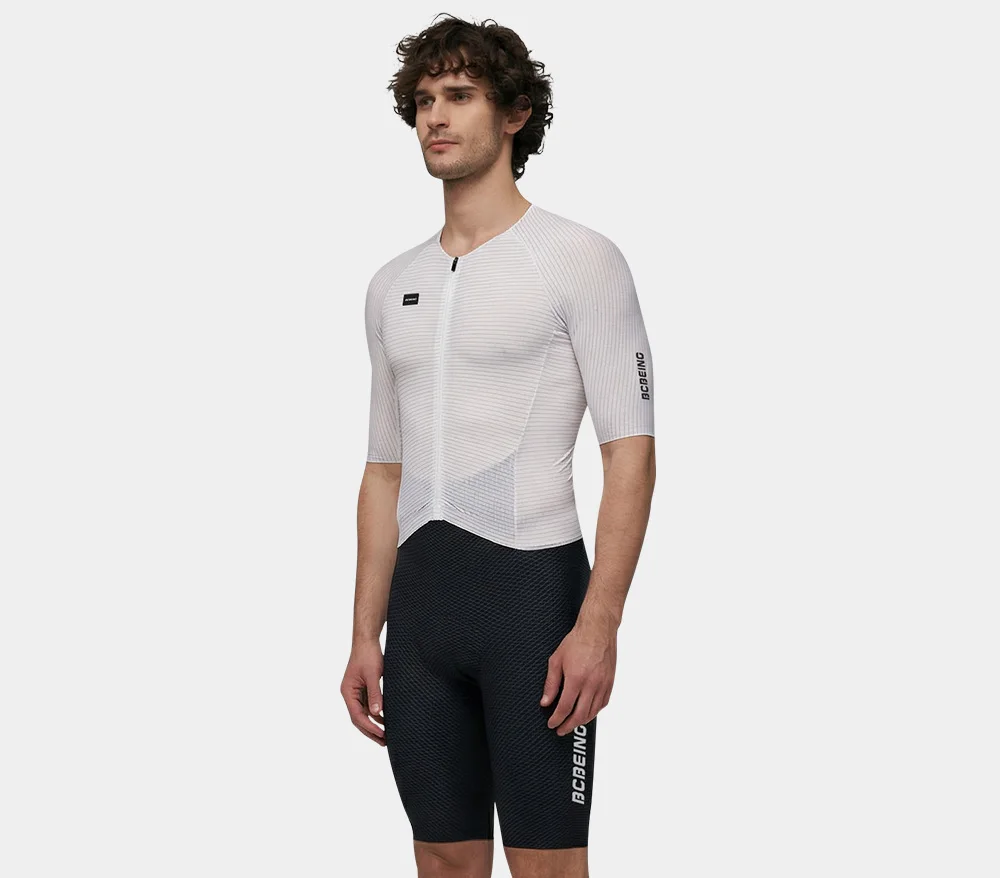 BCBE-ING Herren Aero Radsport-Skinsuit Sommer Kurzarm-Radanzug Leichter Atmungsaktiver Trainingsanzug mit YKK-Reißverschluss – Detail 11