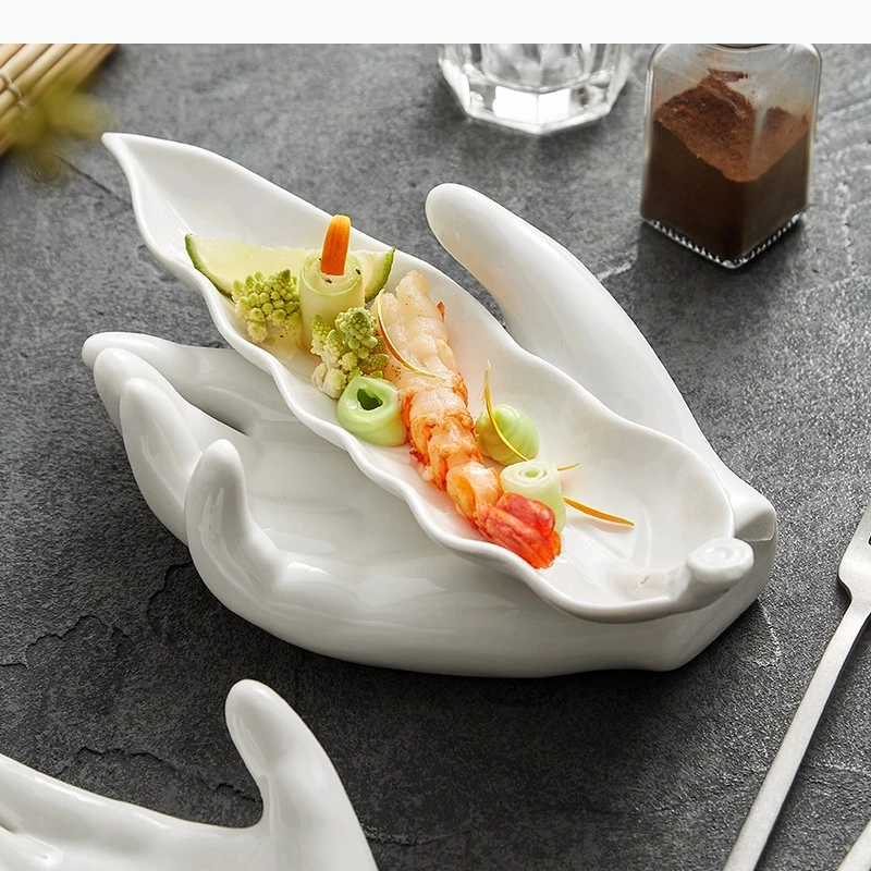 Hotel Spezielles Geschirr Weißer Keramik-Essteller Dessertteller Dim Sum Teller Sushi-Teller Obstteller Sashimi-Teller Snack-Tablett