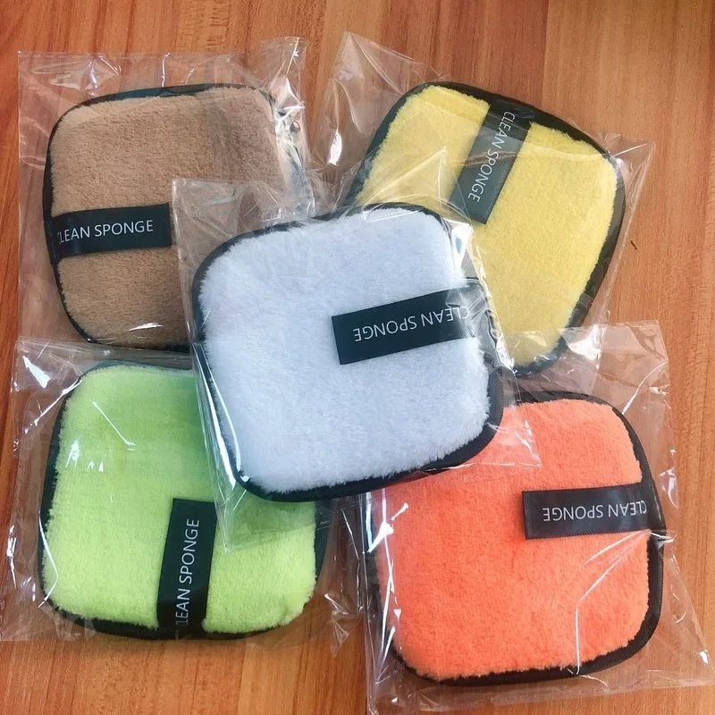 正方形のマイクロファイバー製メイク落としクリーニングパッドツール、再利用可能なメイク落としパッド、コットンワイプ