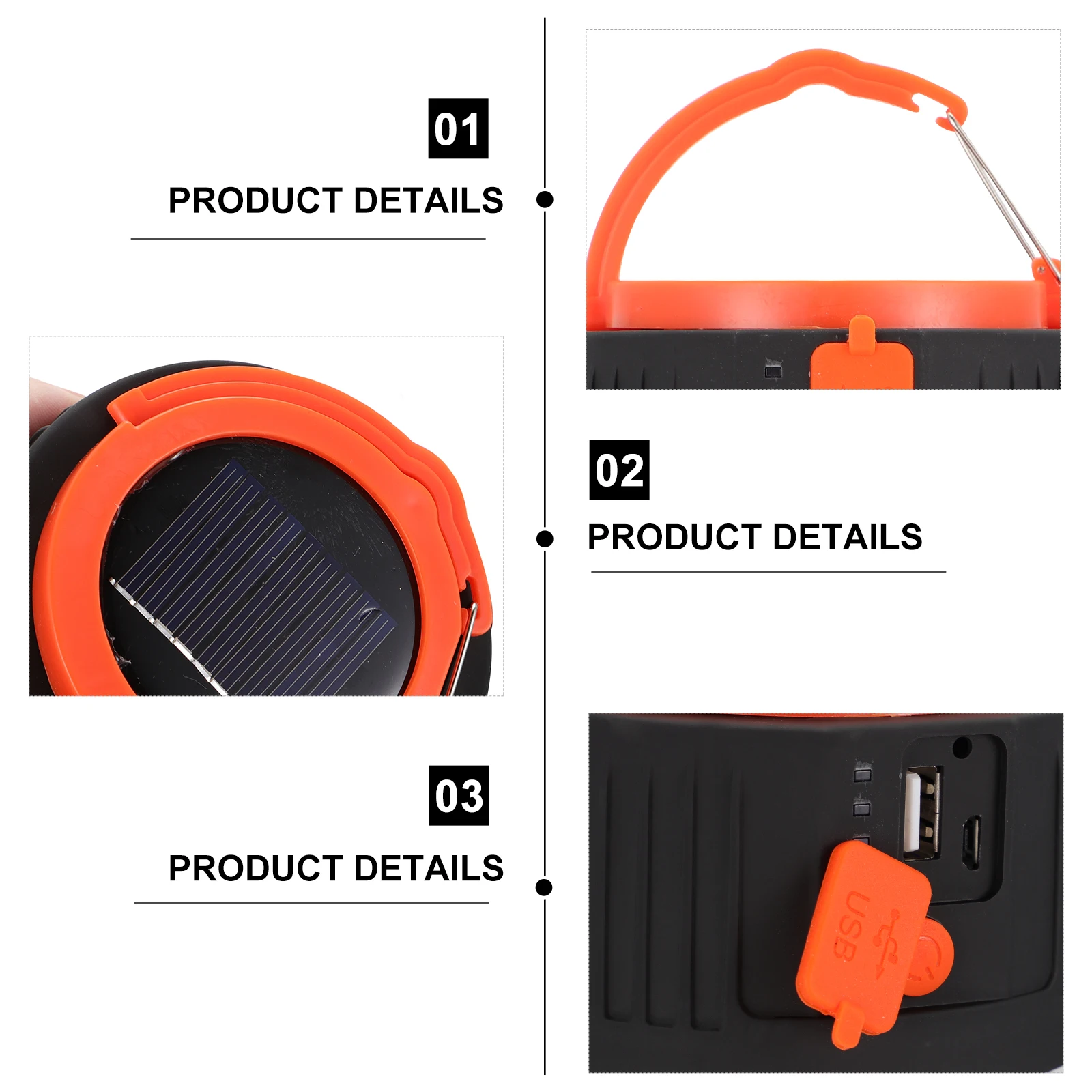 

Solar Light Outdoor LED Lights Camping Portable for Garden Powered Black Abs Travel Lantern