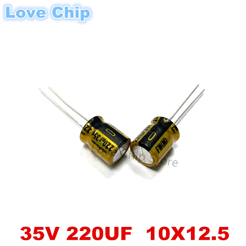 10 peças/20 peças/50 peças 220uf 35v nichicon fw série 10x12.5mm 35v220uf capacitor eletrolítico de alumínio de áudio hifi