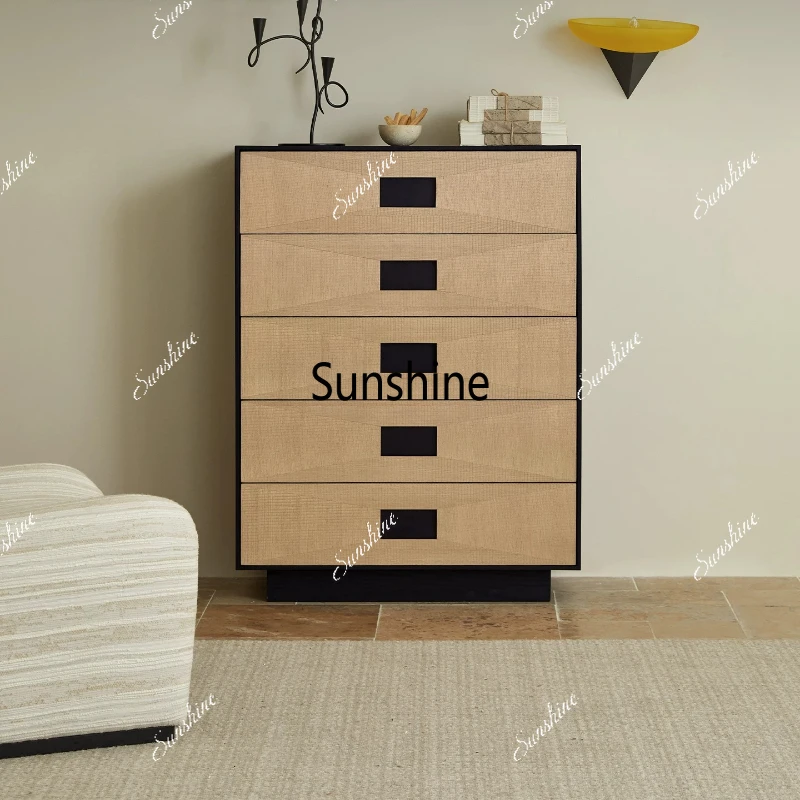 

Modern simple solid wood chest bedroom storage, retro bedside cabinet