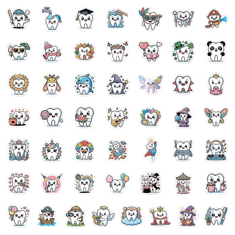 100PCS Funny Tooth Pattern Graffiti Stickers DIY Decoration Decals Notebook Phone Guitar Water Bottle Luggage Helmet Laptop Toys