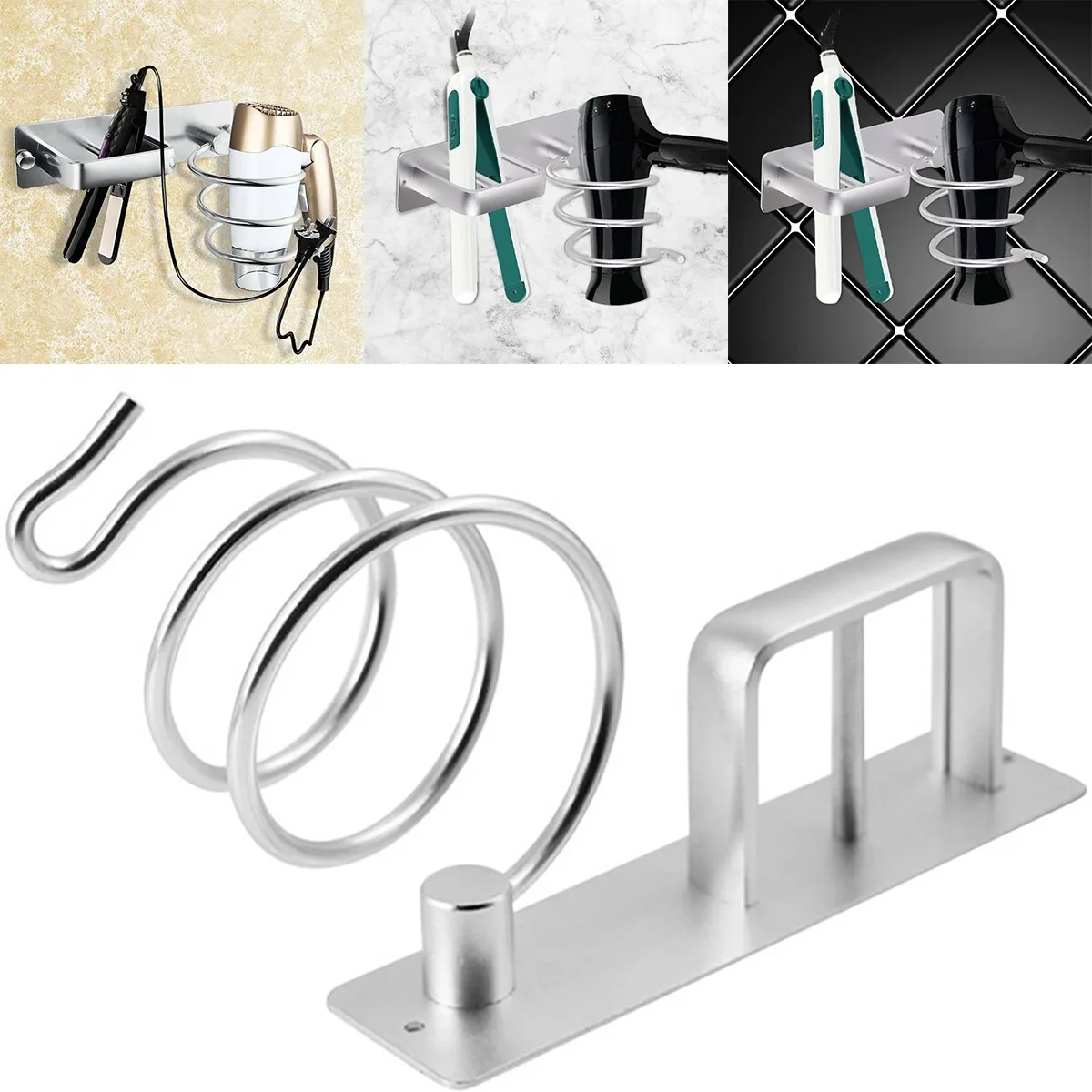 

Настенный держатель для фена и выпрямителя для волос, подставка для хранения в ванной комнате