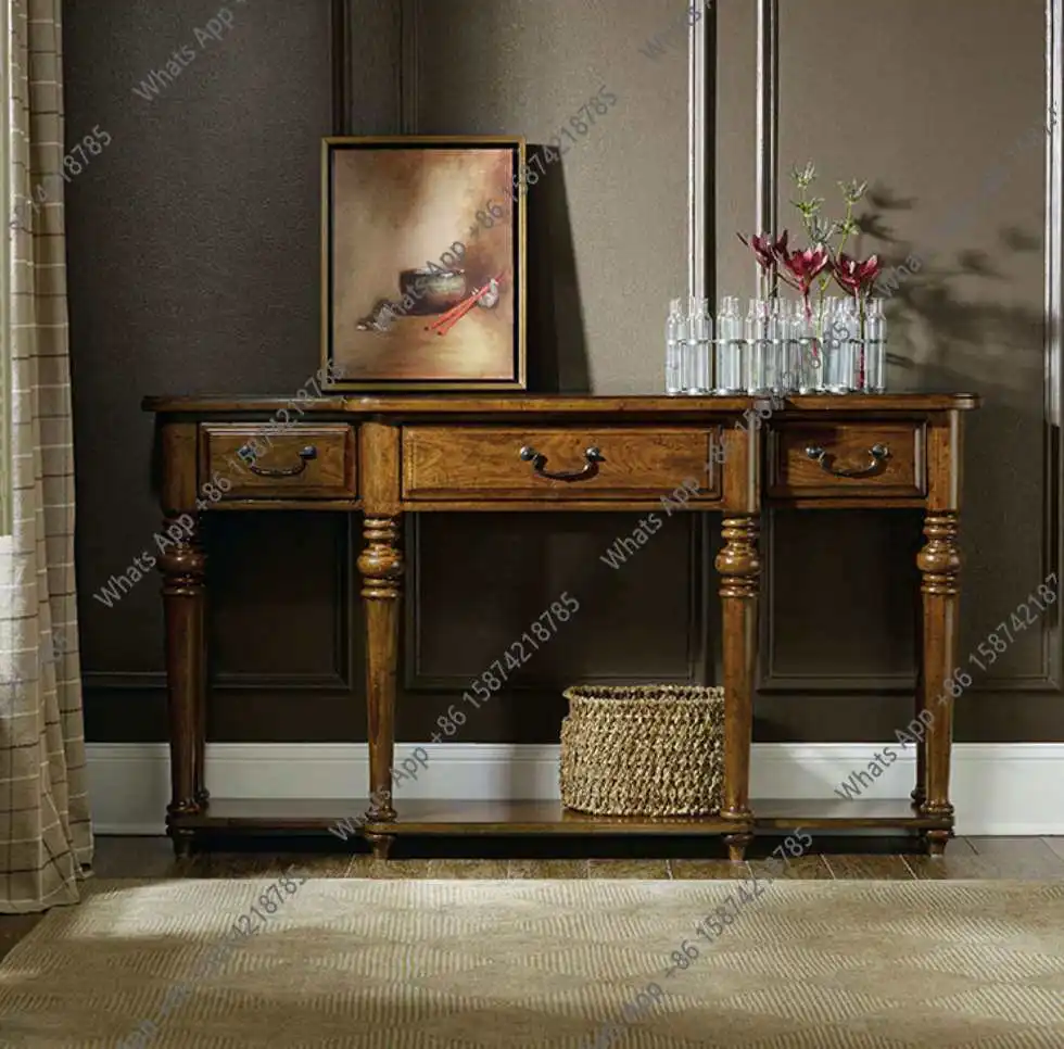 

Американский деревенский столик для веранды из массива дерева, декоративный шкаф, французский ретро-столик для хранения на стене, шкаф-перегородка для коридора