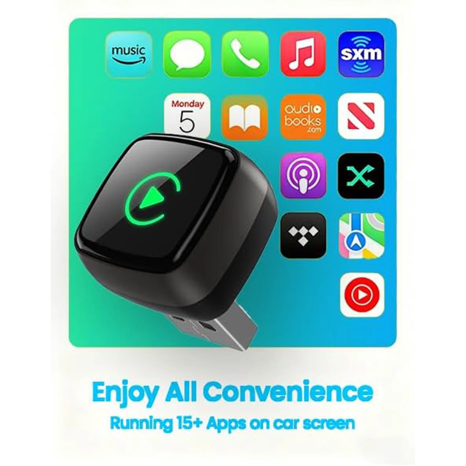 2-in-1 WIreless Car Play/Android Auto Adapter,Plug & Play CarPlay Mini Adapter Fast Auto Connection for iPhone & Android
