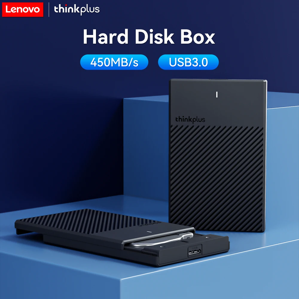 Caja de disco duro externa Lenovo de 2.5 pulgadas SATA, USB, Tipo-C, caja de disco duro portátil de alta velocidad para computadora portátil.