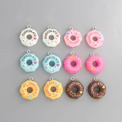 10PCS 19*22mm ciondoli colorati in resina ciambella per orecchini decorazione fai da te collana accessori gioielli di moda