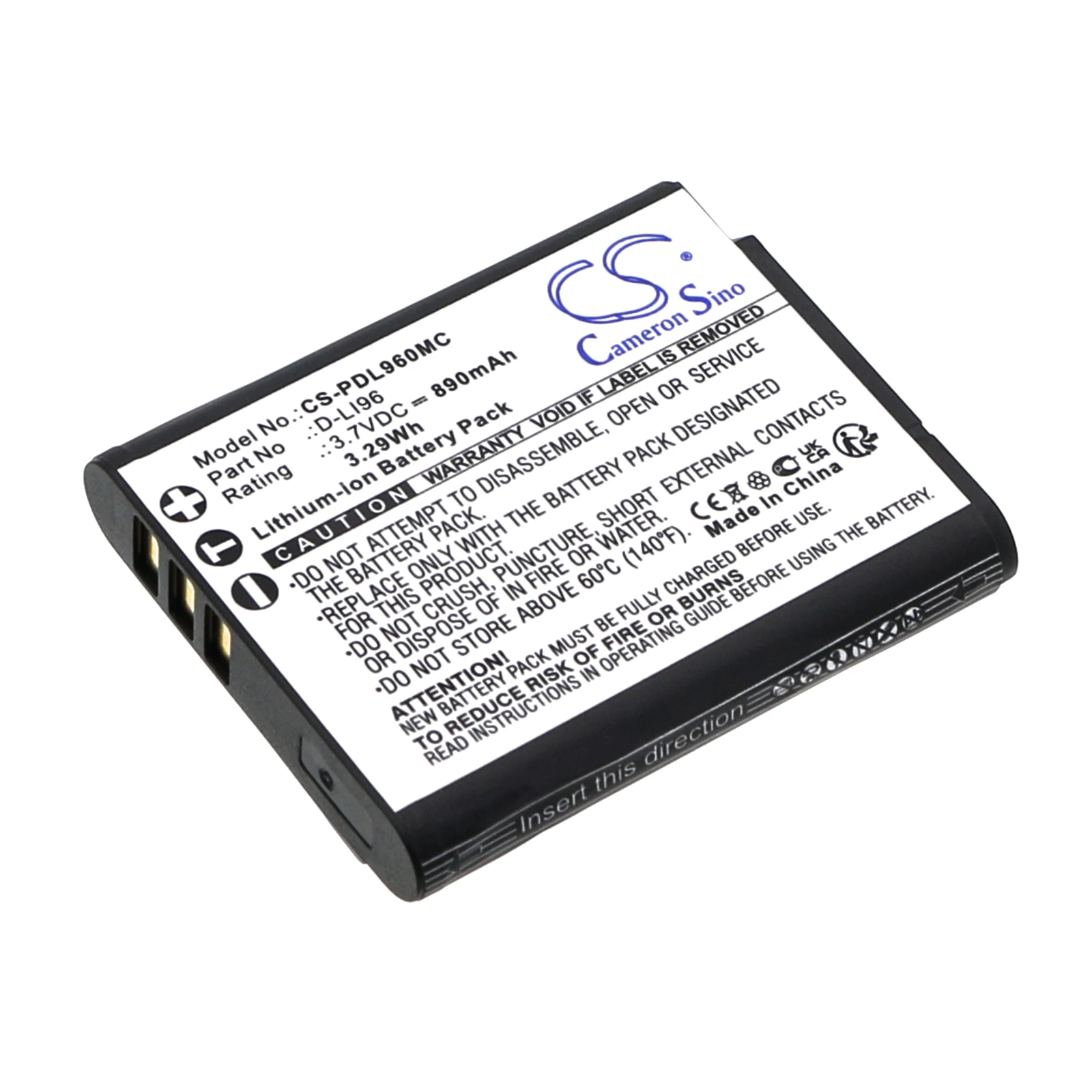

CS Replacement Battery For Pentax WG-1000 D-LI96 890mAh / 3.29Wh Camera