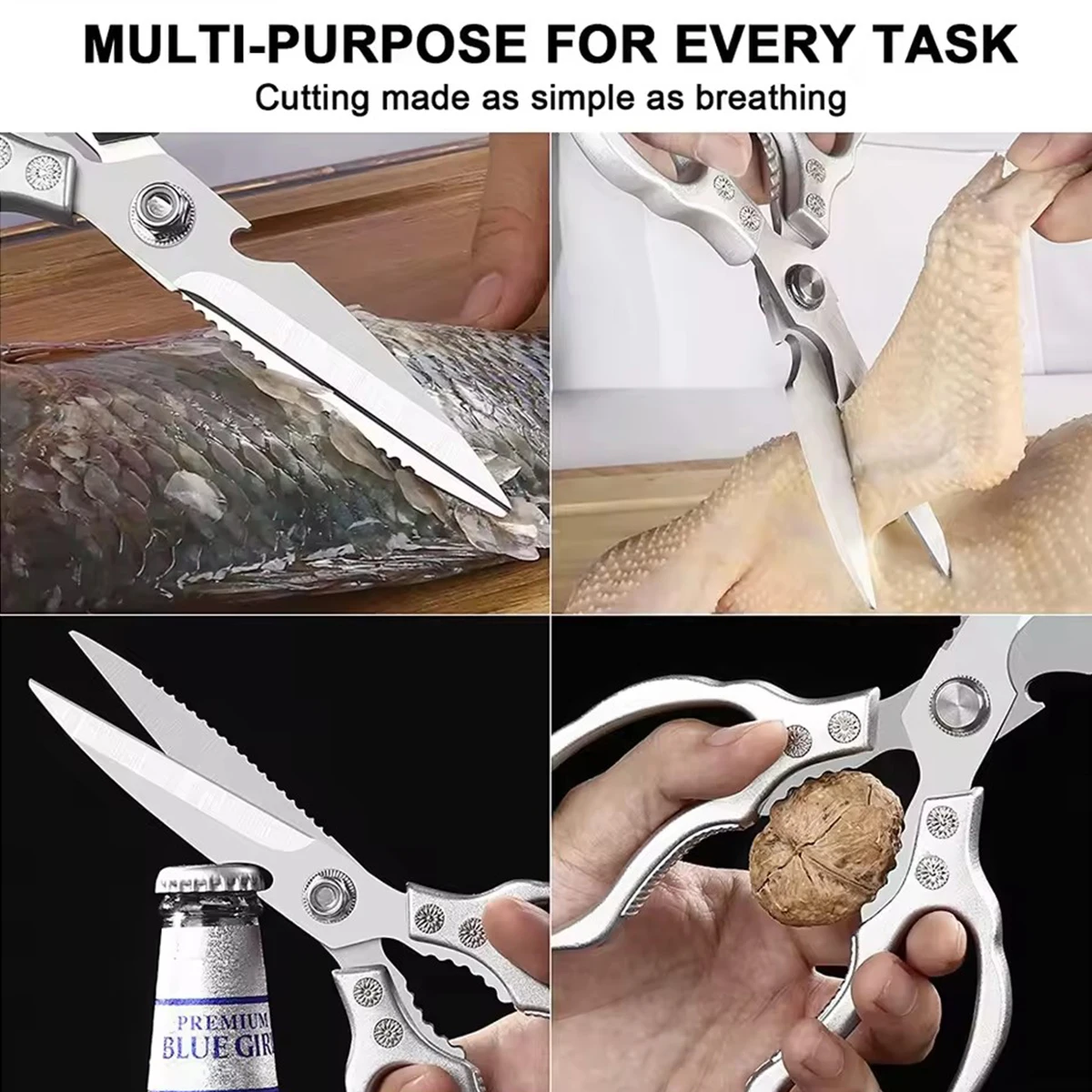 

ELephas PLus Kitchen Scissors Multi Function for Poultry Meat Seafood Vegetable BBQ Prep Durable Tool