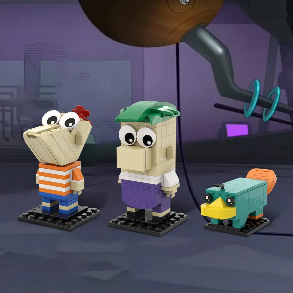 MOC Animation Phineas & Ferb Figure Bricks Model Perry the Platypus Building Blocks Assembly Toys Kids DIY Birthday Gifts