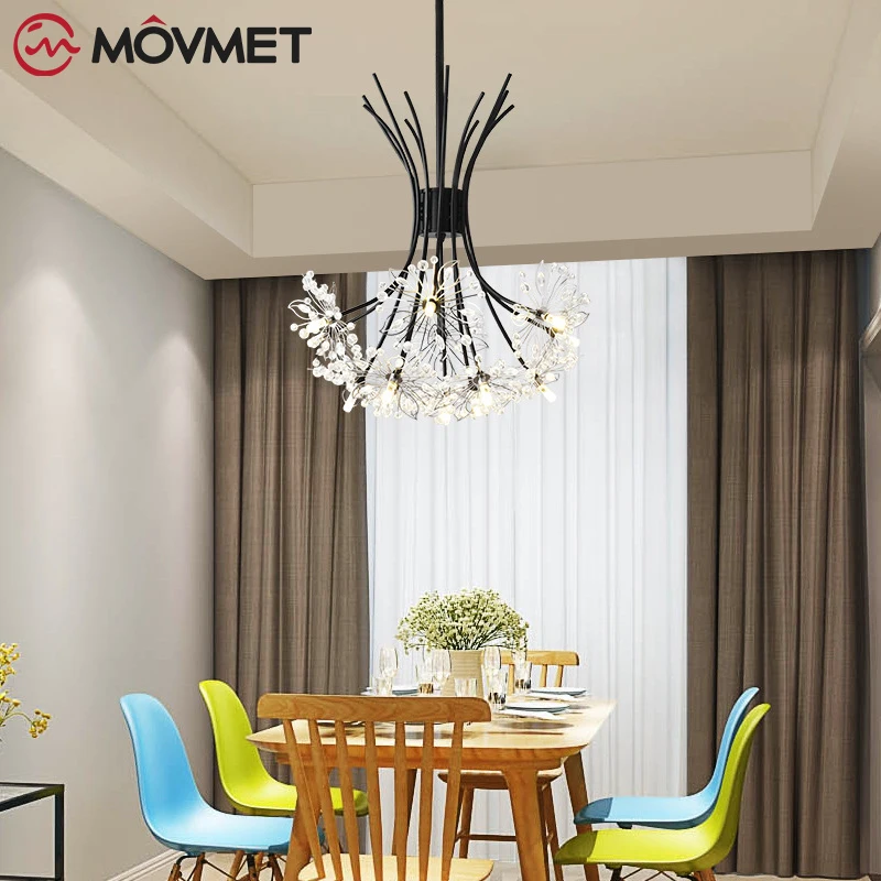 Nordic Flower Chandelier G4 LED Ceiling Light Crystal Gold Metal Dandelion Decor For Home Restaurant Bedroom Hall Living Room