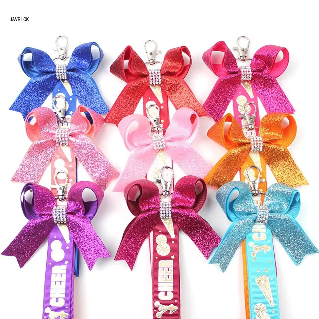 

Set of 10 Colorful Cheerleading Keychains Polyester Cheer Bows Ribbon Keyring Accessory for Sporty Girls and Teens