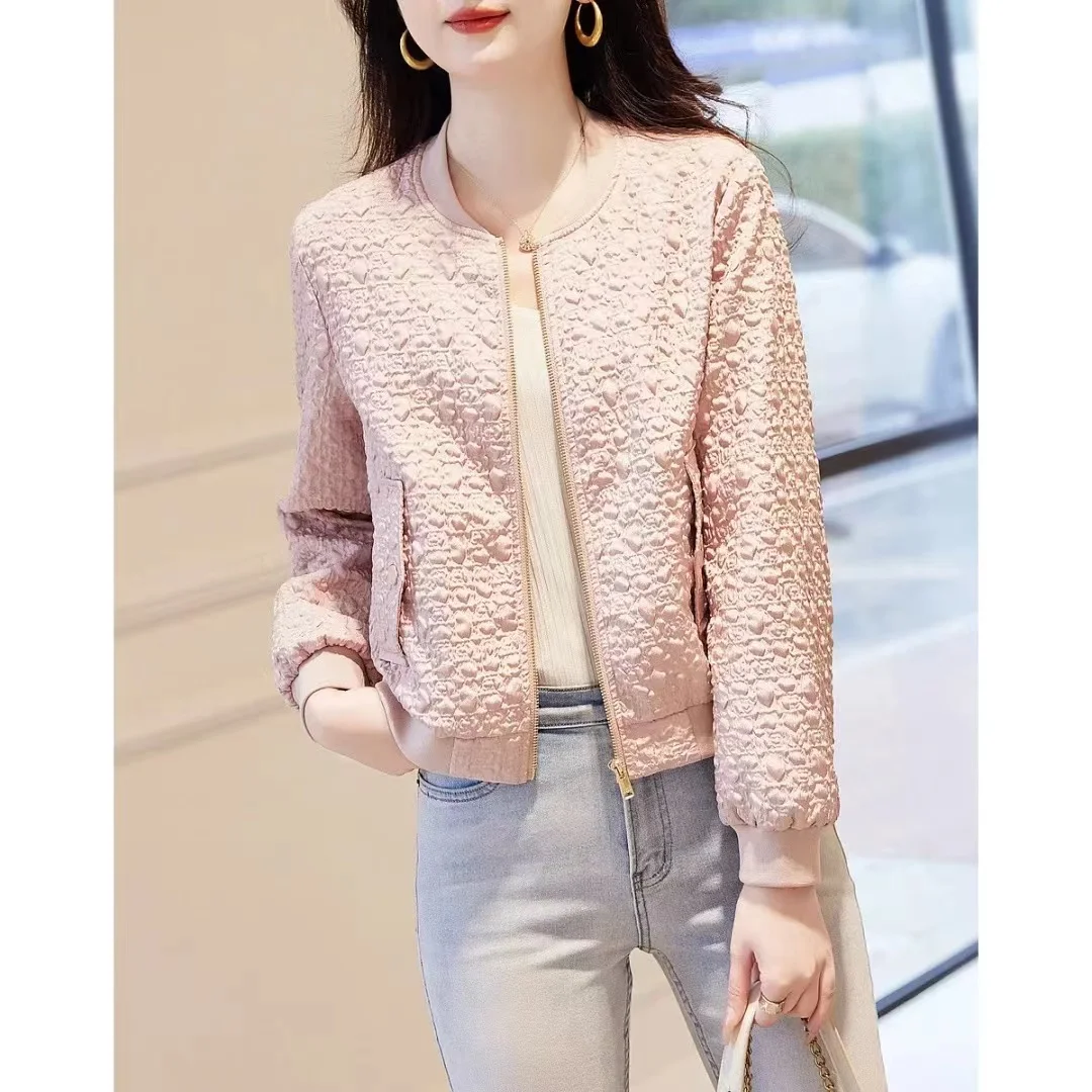 محكم Jaet ملابس خارجية عادية تخفيف Sle المرأة الكرة طوق ربيع الخريف الطبقة الخارجية ألياف البوليستر سستة إغلاق