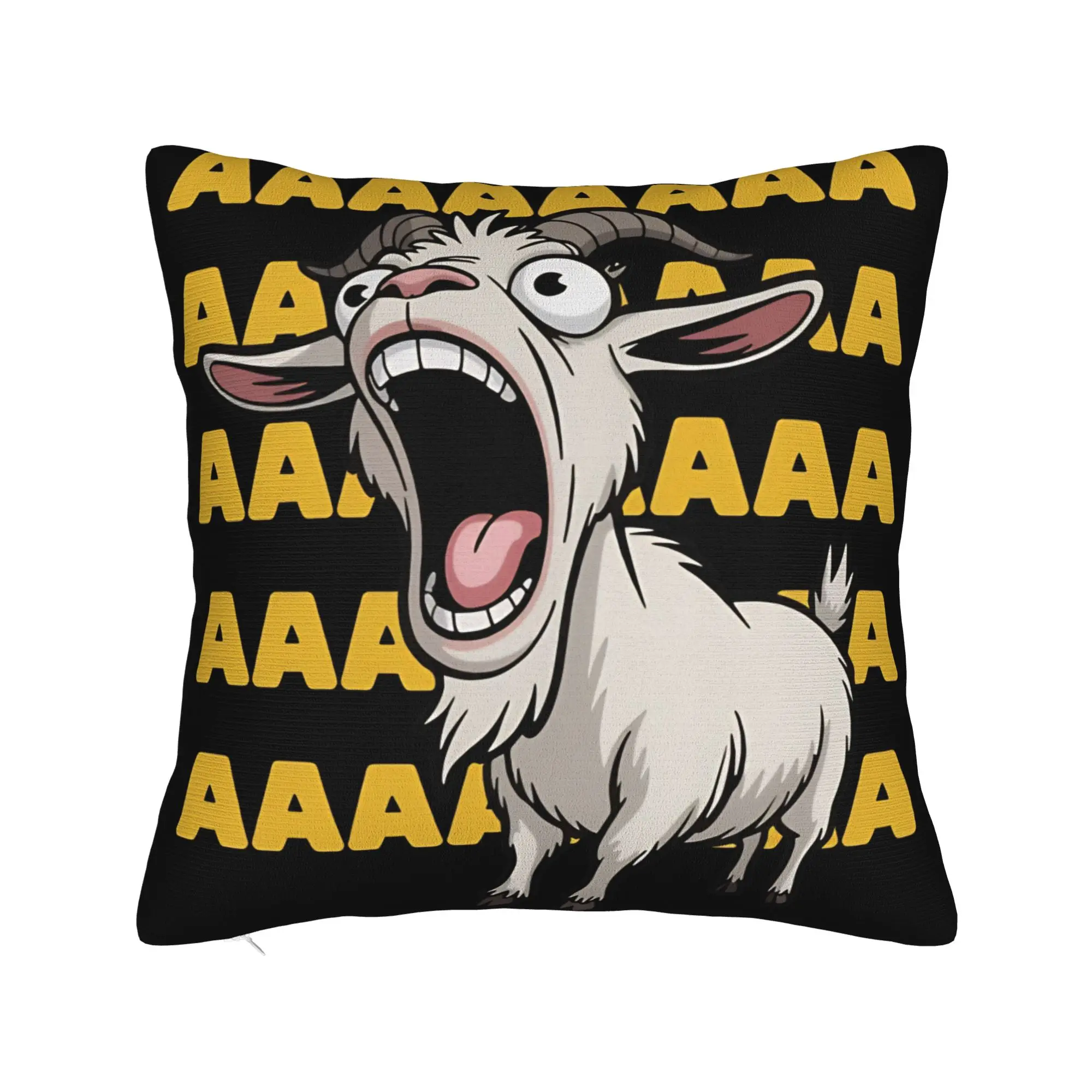 Screaming Goat Funny Animal Pillow Case  Design Pillow Cover For Sofa Home Decor Retro Trendy Pillowcases