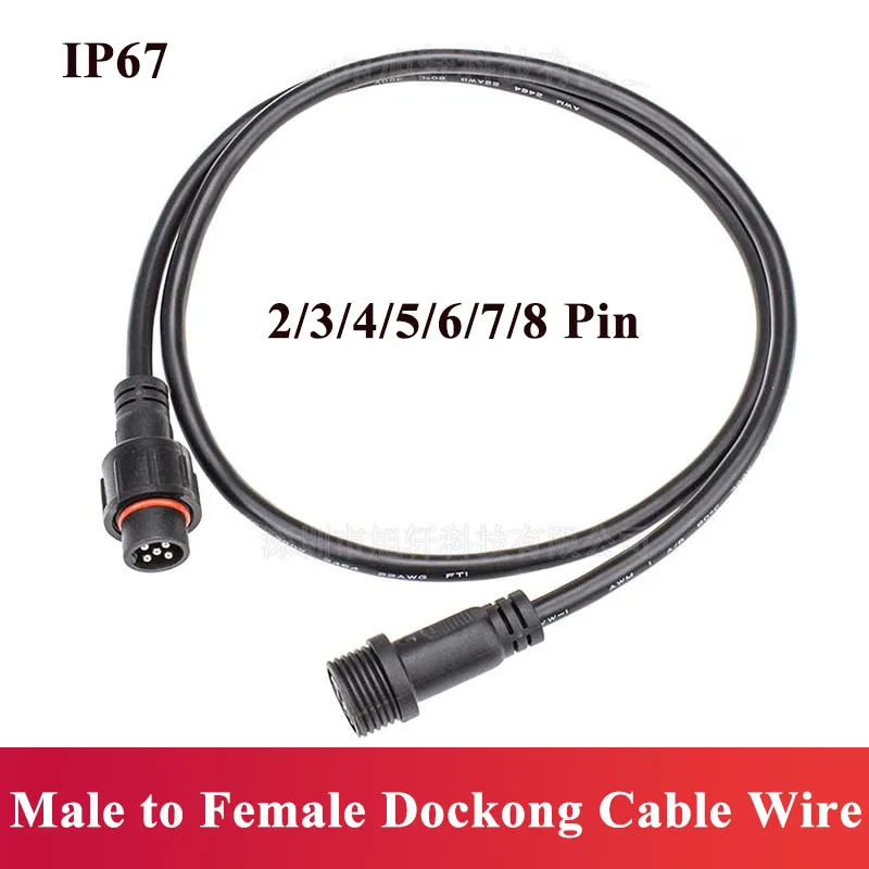 

Waterproof 2 3 4 5 6 7 8 Pin Connector Cable Male Female Extension Line IP67 Outdoor LED Docking Plug 0.3-2.5 Square Power Wire