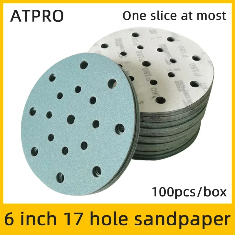 

6 Inch 17 Hole Sandpaper Suitable For FESTOOL Car Polishing Round Self-adhesive Back Velvet 150mm