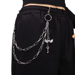 Fashion Punk Pant Chain Keychains Women Men Rock Goth Love Wing Pendant Pants Waist Belt Chains On Jeans Jewelry