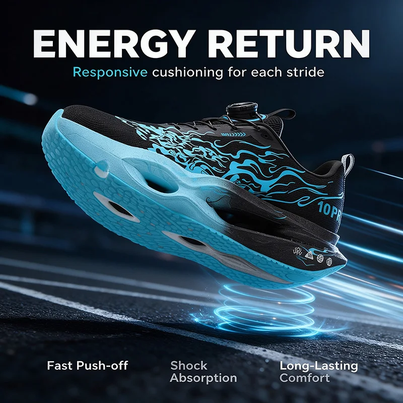 Men Carbon Plate Running Shoes Marathon Racing Breathable Anti Slip Cushioned Sneakers for Long Distance Jogging Sports Training - view 2