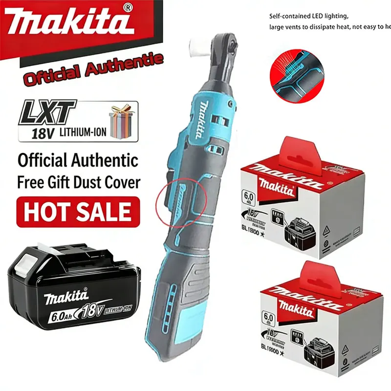 2026 18V Makita 6.0Ah lithium battery, variable speed power, brushless ratchet, right angle 3/8 inch cordless wrench 6000mAh