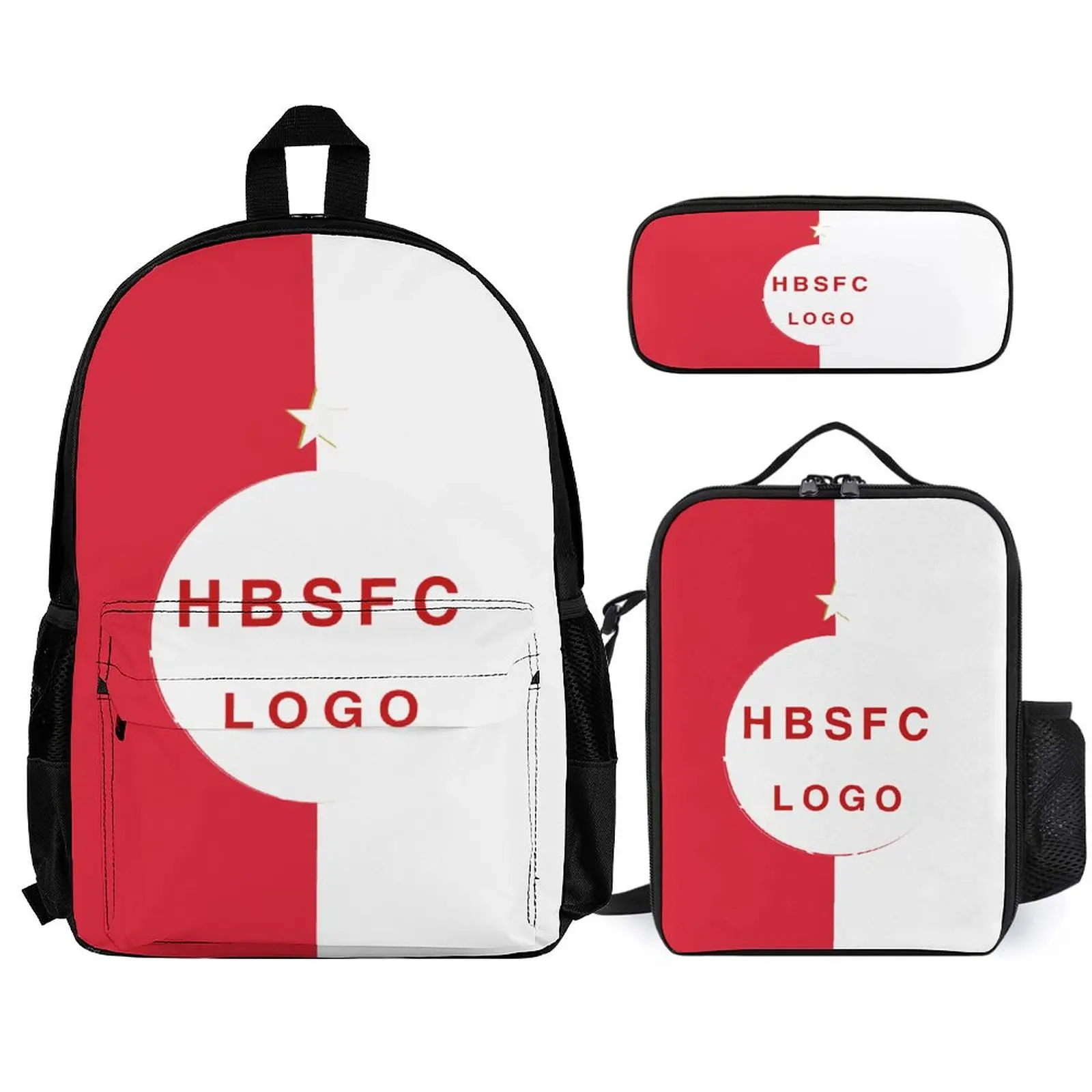 Hapoel Beer Sheva Student School Bag Pencil Case Three-Piece Set With Lunch Tote Bag And Pencil Bag Backpack