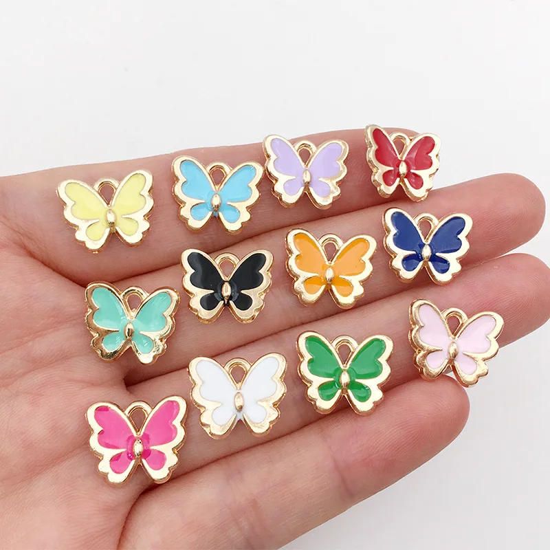 

12pcs Cute Metal Enamel Butterfly Charm For Jewelry Making Diy Handmade Necklace Bracelet Pendant Jewelry Accessories Supplies