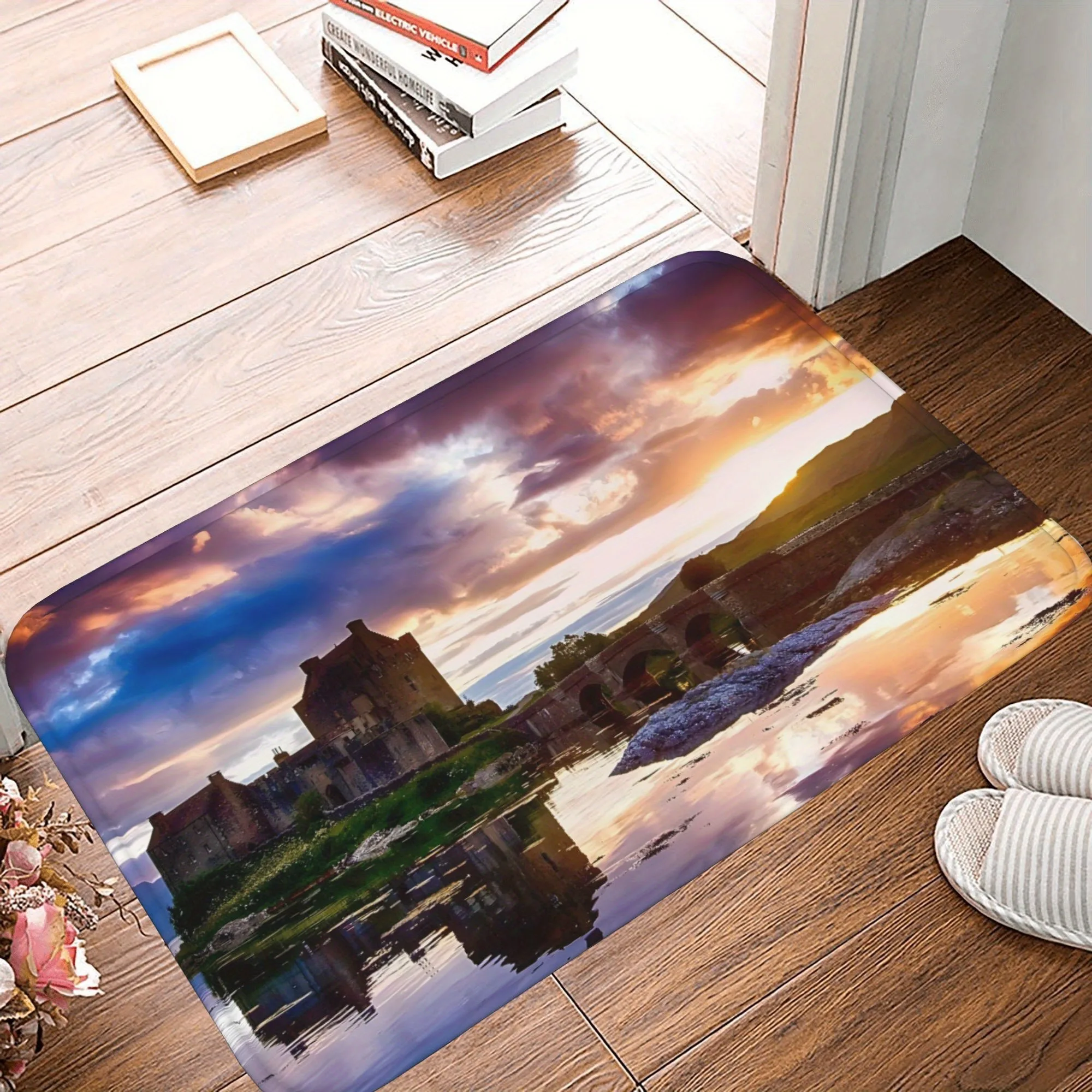 

1PC Castle by the Water Kitchen Rug Non-Slip Door Mat Pop design Bathroom Rug Bath Mat Carpet for Home Sink Laundry ecoreeree