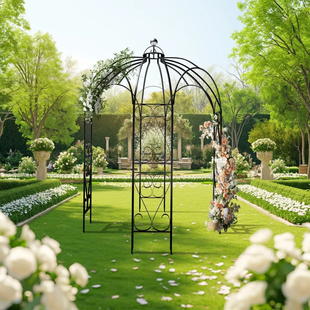 Baroque Oversized Iron Gazebo Arbor Arbour Arch Archway Metal Trellis Support for Plants Climbing Garden Outdoor Yard Patio Wedd