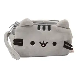 Plush Pencil Case Cute Cat Makeup Bag Large Capacity Portable Plush Animal Stationery Storage Pouch Zipper Closure Pen Case