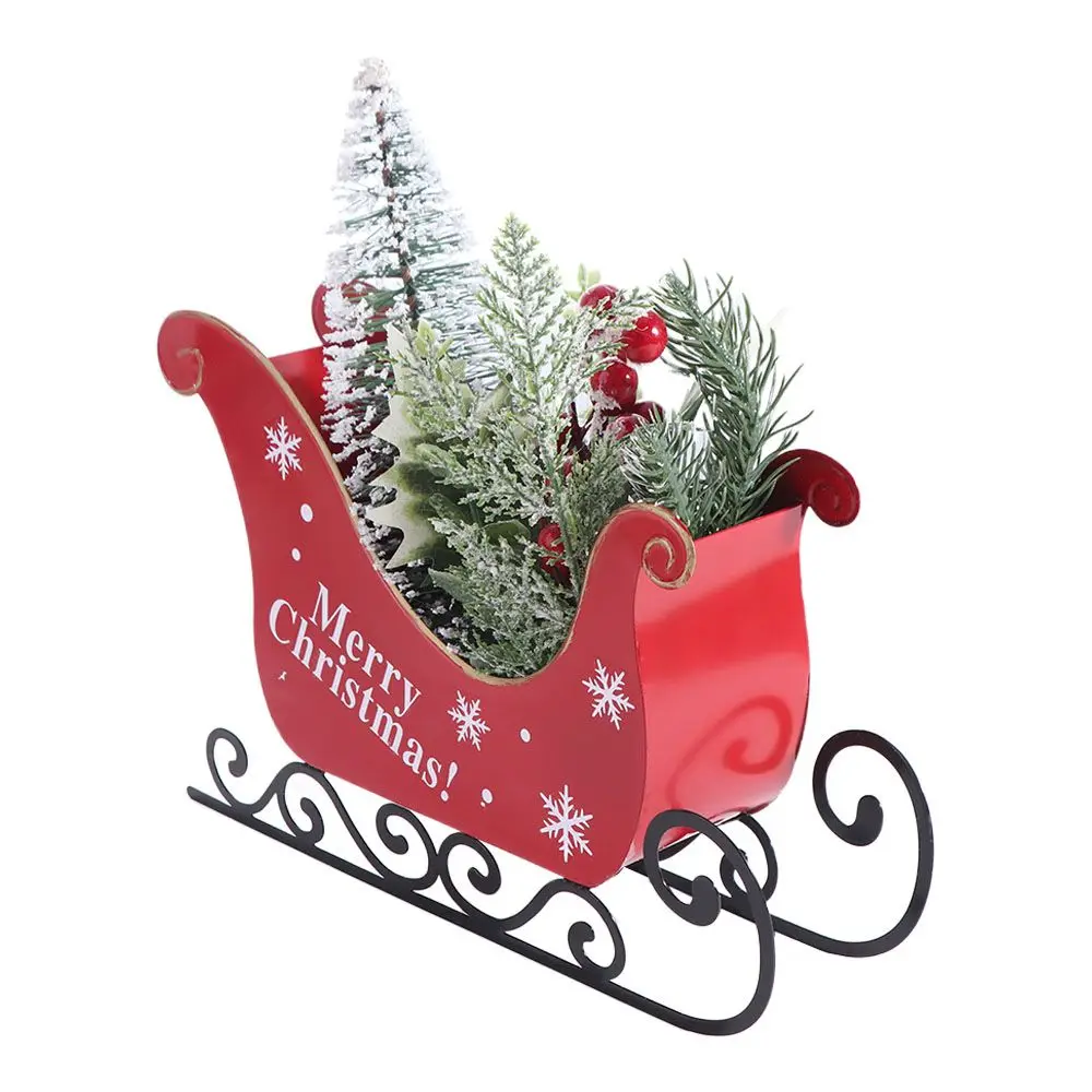 الحديد المطاوع مزلقة سيارة زخرفة دائم قابلة لإعادة الاستخدام عيد الميلاد مزلقة زخرفة فريدة من نوعها سانتا كلوز زلاجات تمثال غرفة المعيشة