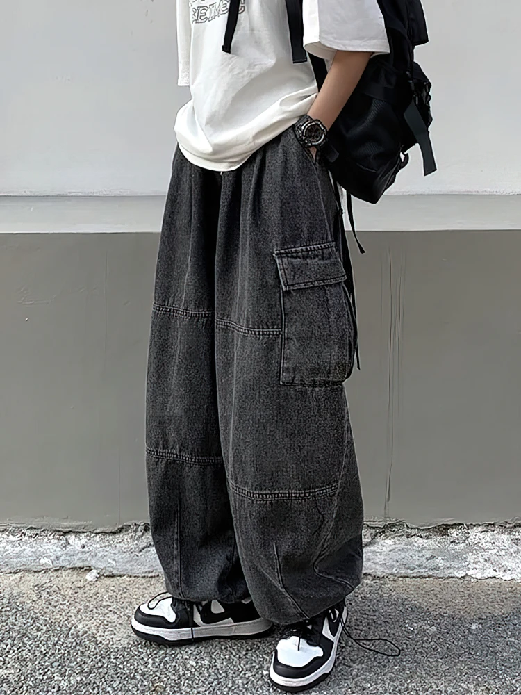 Y2k فضفاض الجينز الرجال الشارع الشهير المال القديم خمر السراويل البضائع جديد روك كاوبوي الركض واسعة الساق السراويل الدنيم كبيرة الحجم
