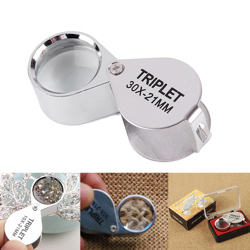 Jewelers Eye Loupe Pocket Magnifier Magnifying Glass Jewelry Diamond 30x21mm