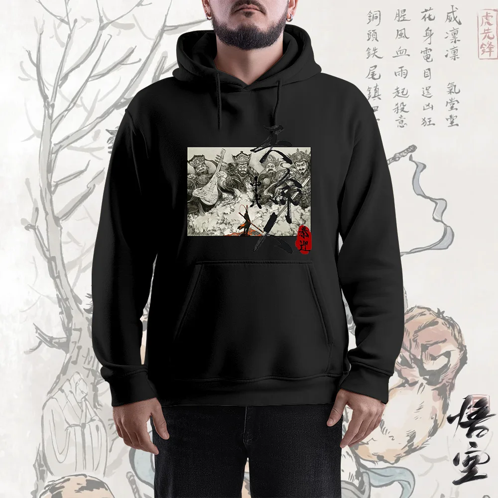 

2D game cartoon printed men's outdoor sports hoodie windproof cuffs Top fashion casual men's pullover long sleeve hoodie coat